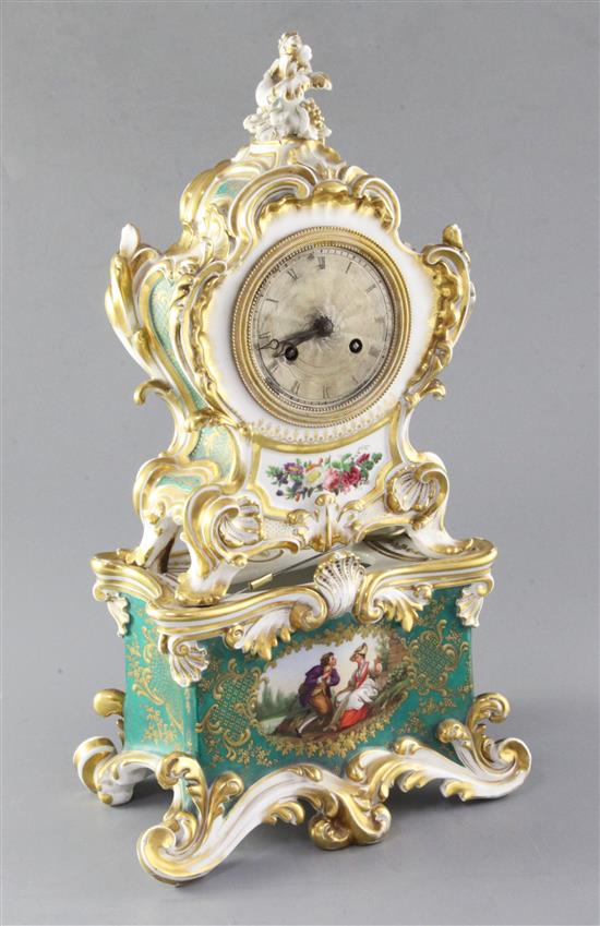 A Jacob Petit porcelain clock, French mid 19th century, height 38.75cm